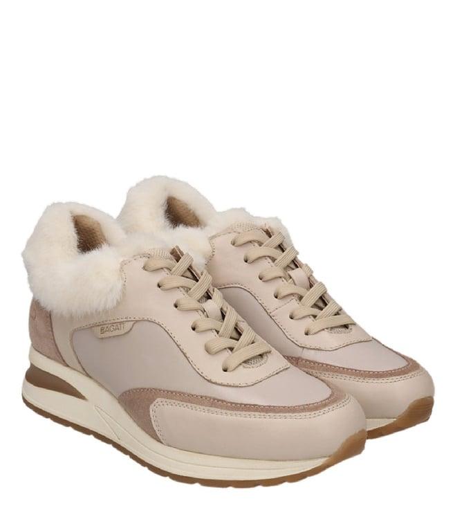 bagatt women's venice beige & taupe mid top sneakers