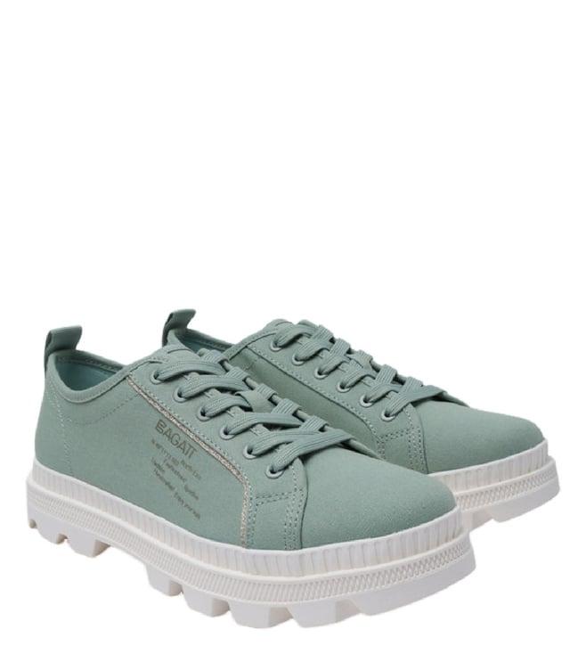 bagatt women's dayla light green & gold logo low top sneakers