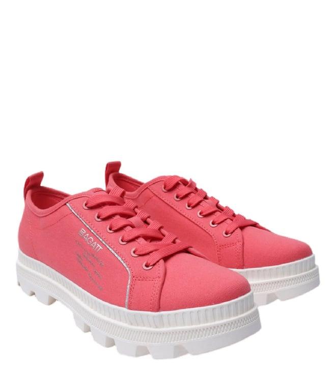 bagatt women's dayla light red & silver logo low top sneakers