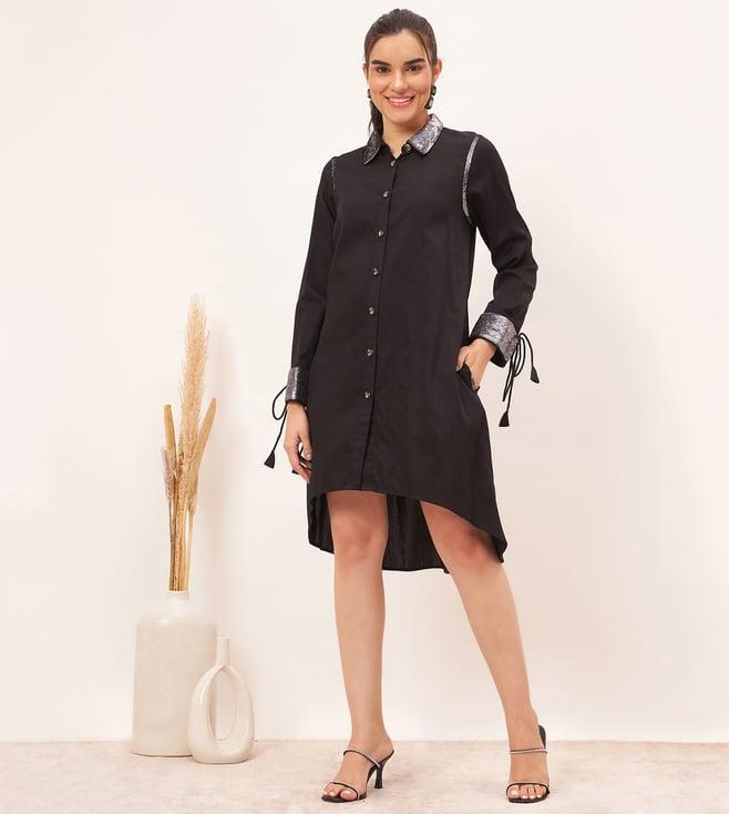 first resort by ramola bachchan black sequined shirt dress