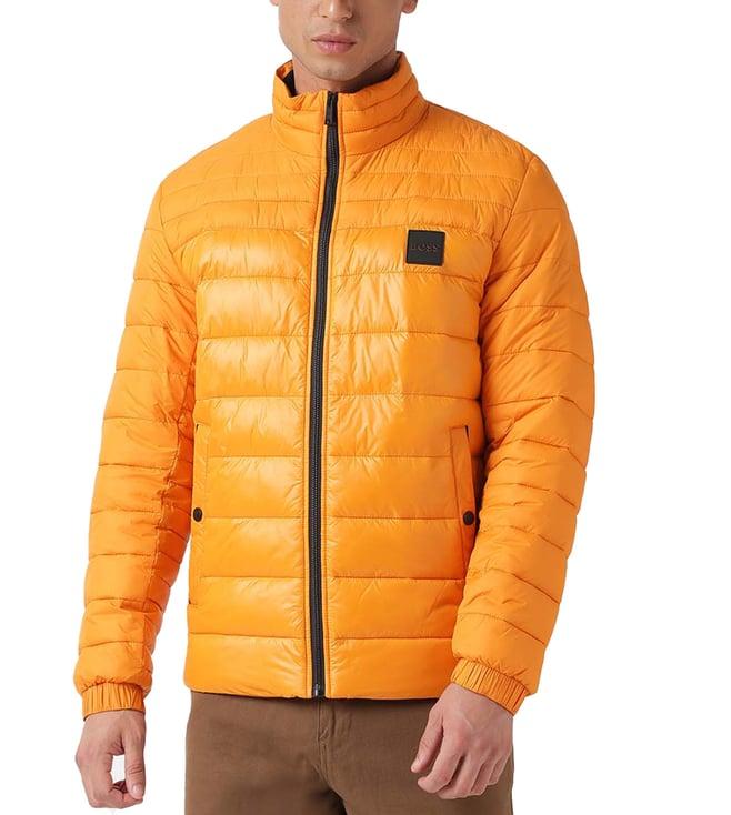 boss yellow regular fit puffer jacket