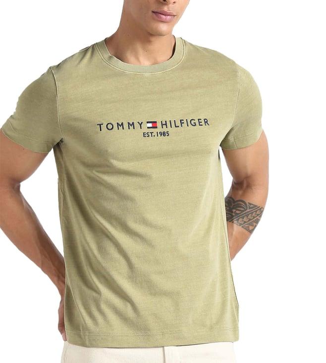 tommy hilfiger faded olive embroidery slim fit t-shirt