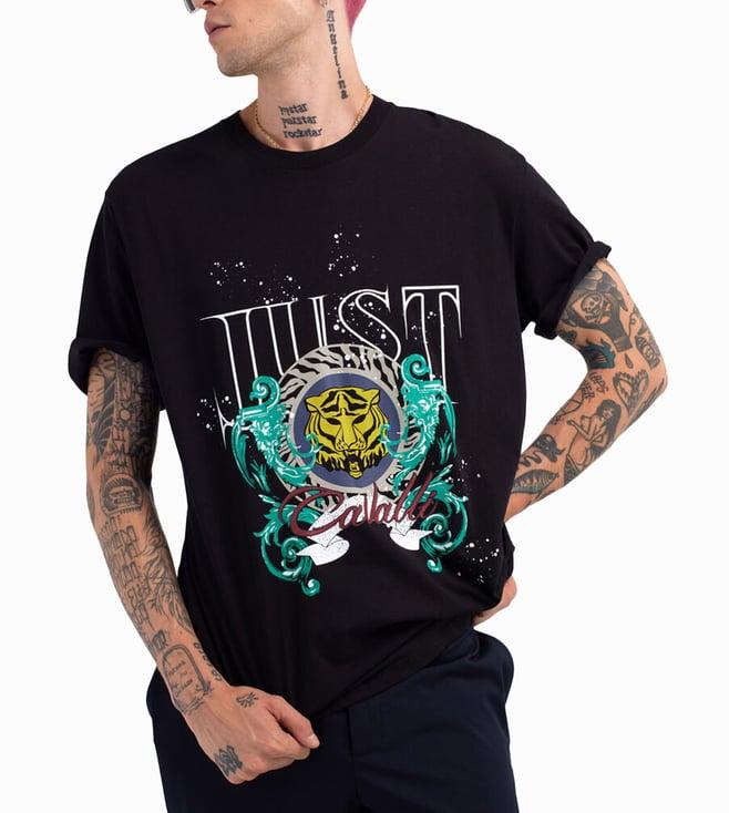 just cavalli black fashion logo regular fit t-shirt