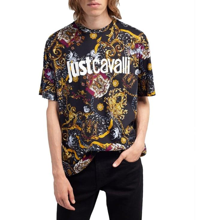 just cavalli black fashion logo regular fit t-shirt