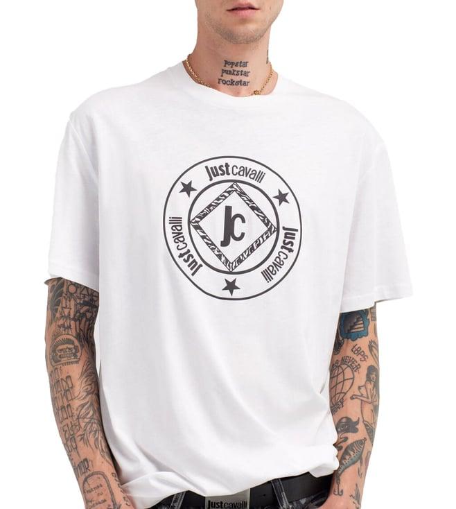 just cavalli white fashion logo regular fit t-shirt