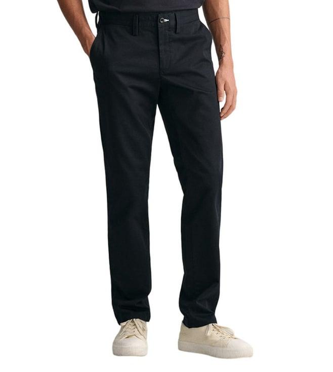 gant black slim fit flat front trousers