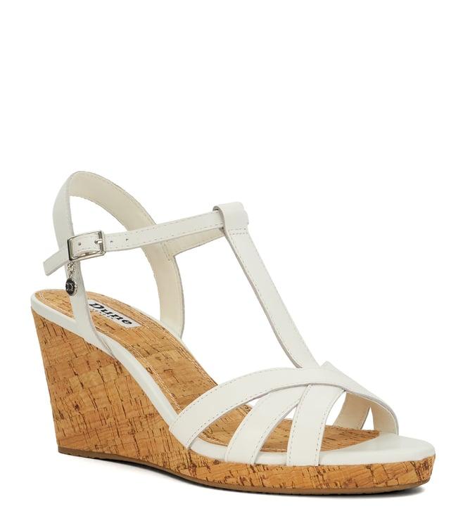 dune london women's krystalball di white ankle strap wedges