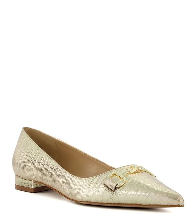 dune london women's haydenne gold ballerinas