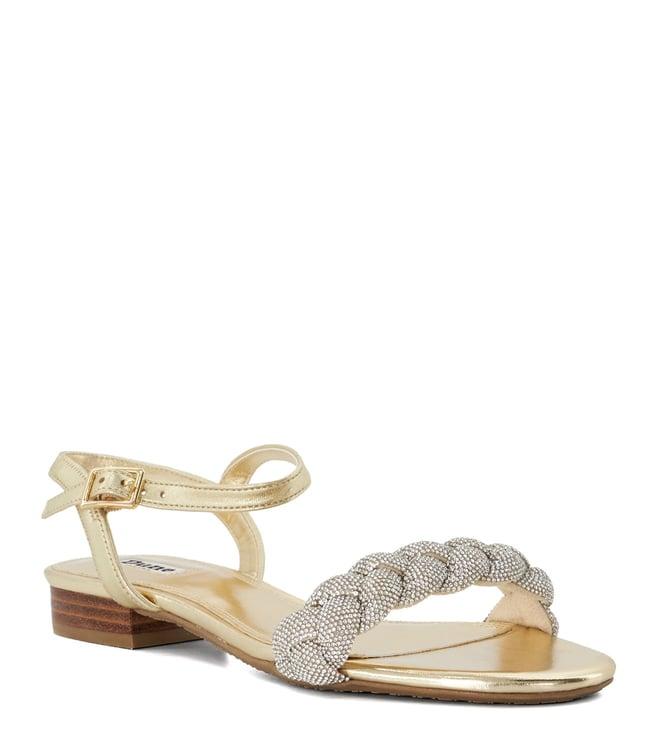 dune london women's loved gold ankle strap sandals