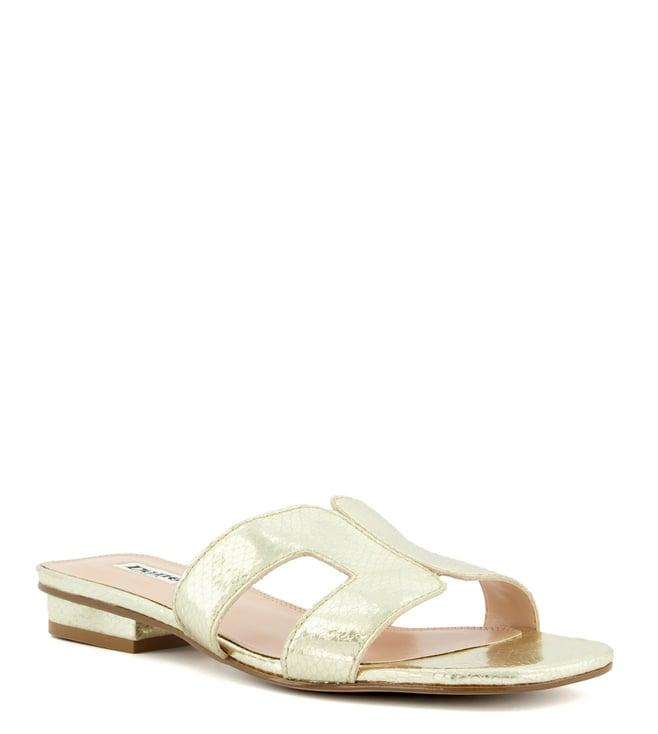 dune london women's loupe gold slide sandals