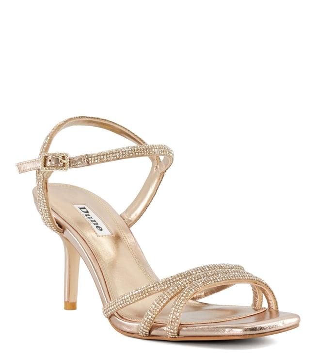 dune london women's maliah gold ankle strap stilettos