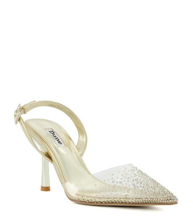 dune london women's central gold back strap stilettos