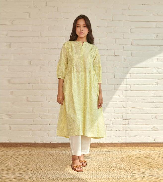 prakriti jaipur green daffodil smocked kurta