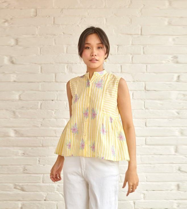 prakriti jaipur yellow aster sleeveless shirt