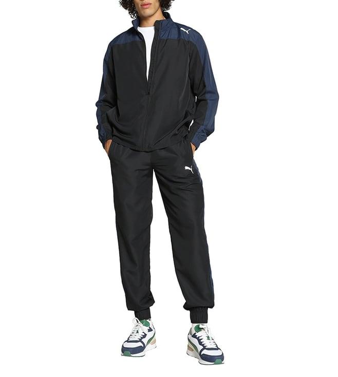 puma black & navy colour-block train favorite regular fit tracksuits