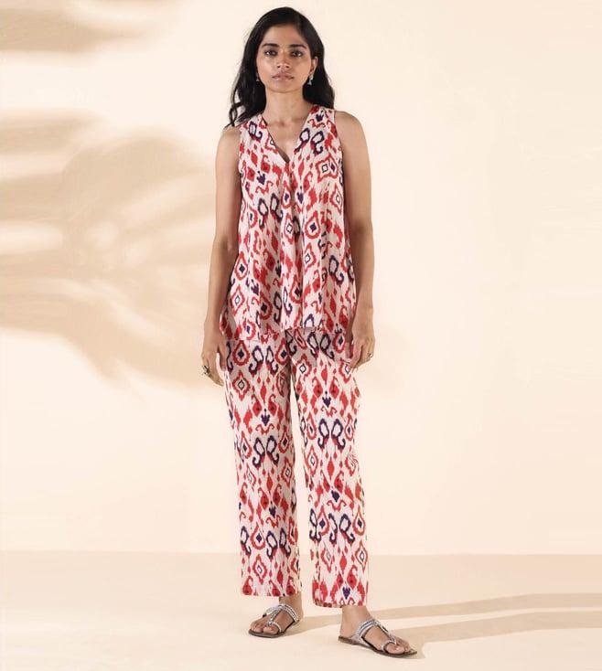 truebrowns carrot malang cotton ikat flared top with pant co-ord set