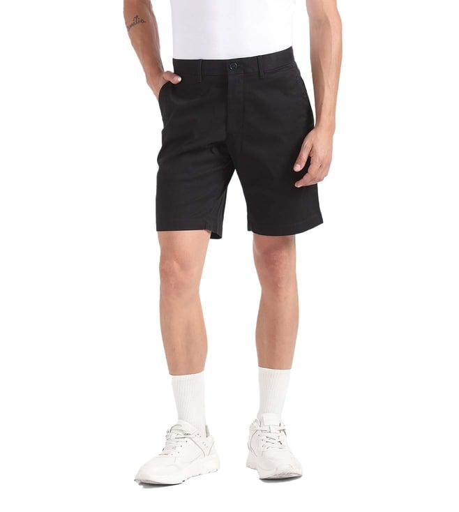 tommy hilfiger black solid regular fit shorts