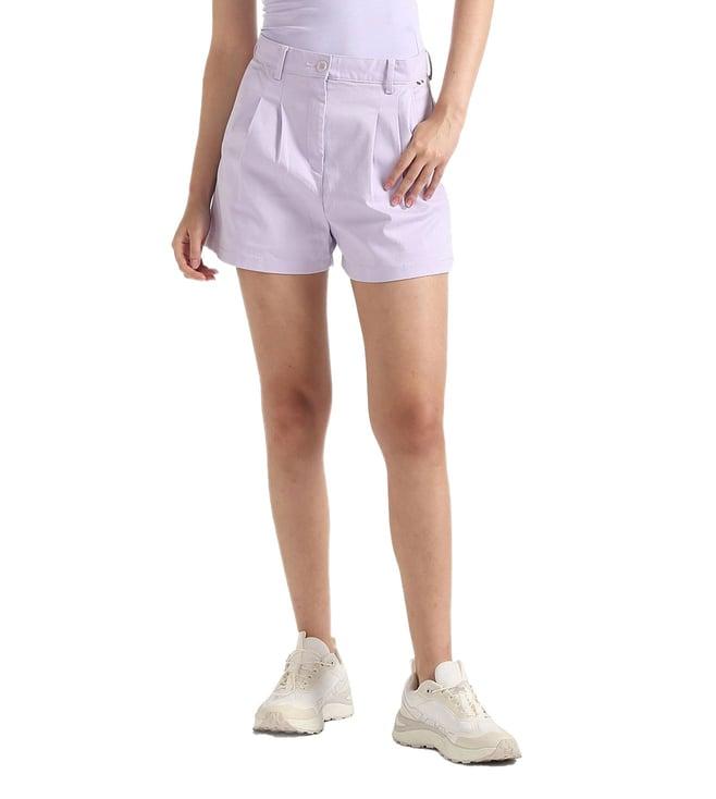 tommy hilfiger lavender flower solid regular fit shorts