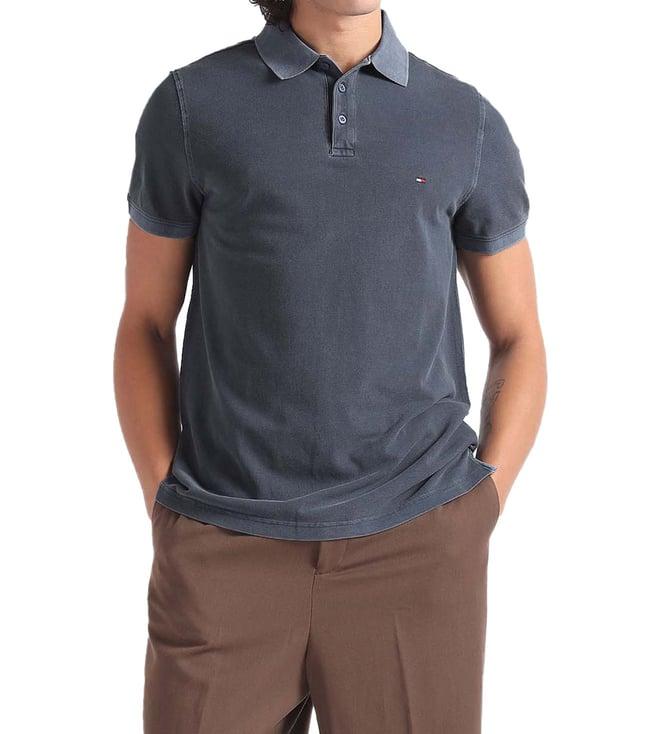 tommy hilfiger faded indigo solid regular fit polo t-shirt