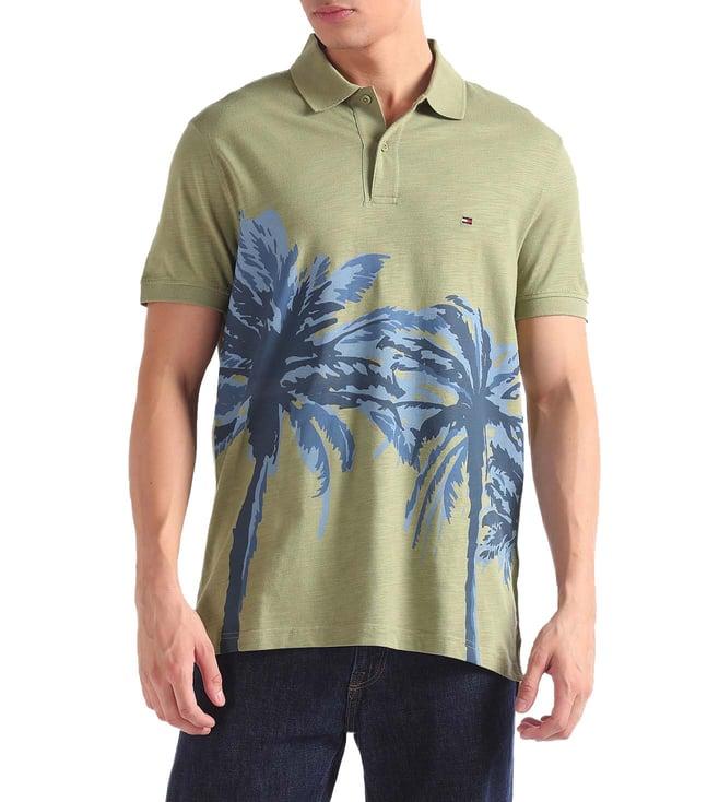 tommy hilfiger faded olive graphic regular fit polo t-shirt