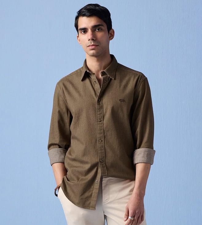 andamen brown men's full sleeve shirt - slim fit