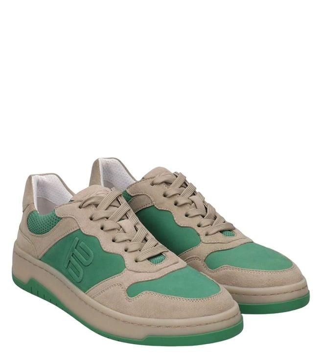 bagatt women's sting beige & dark green mid top sneakers