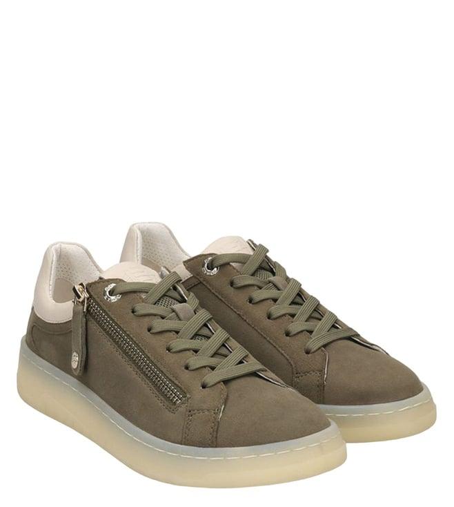 bagatt women's sting green & offwhite mid top sneakers