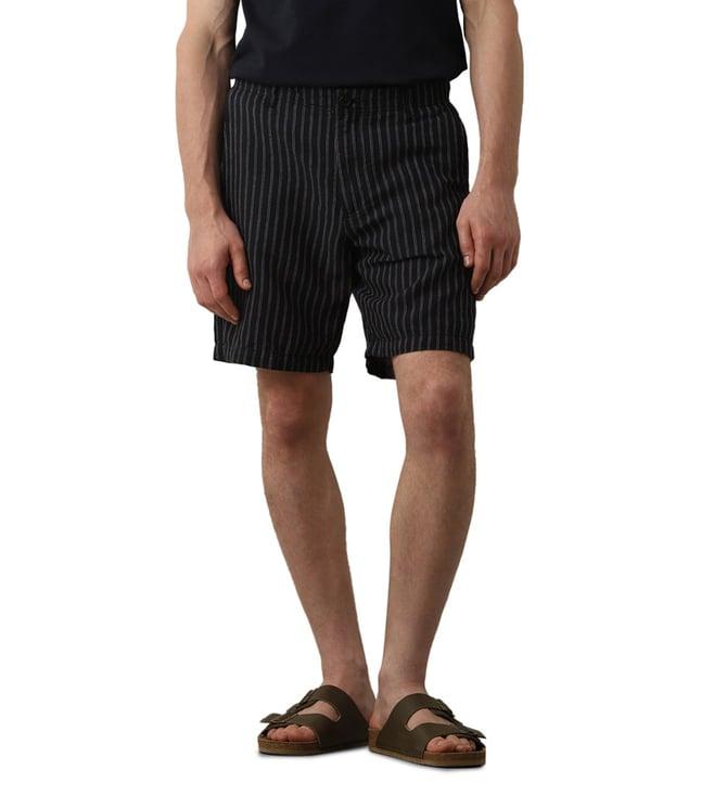 selected homme black fashion striped regular fit shorts