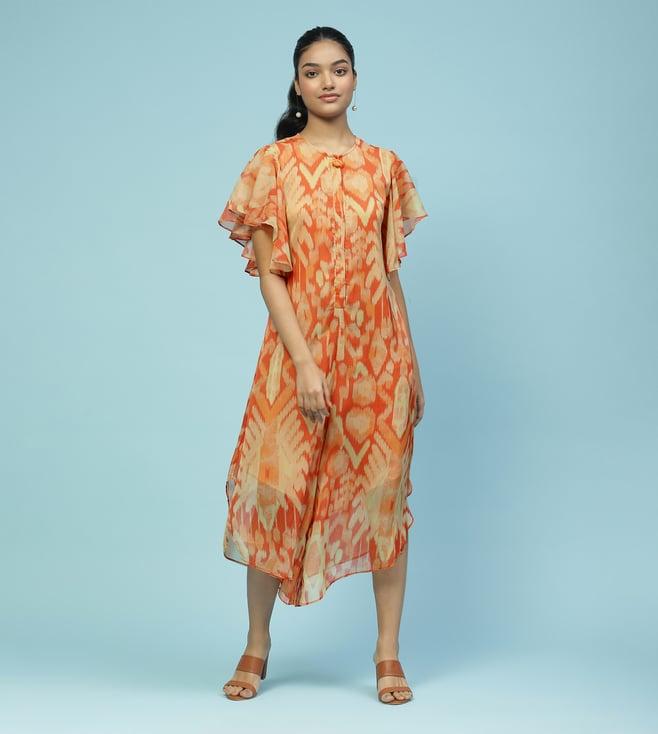 aarke ritu kumar orange parker printed jumpsuit