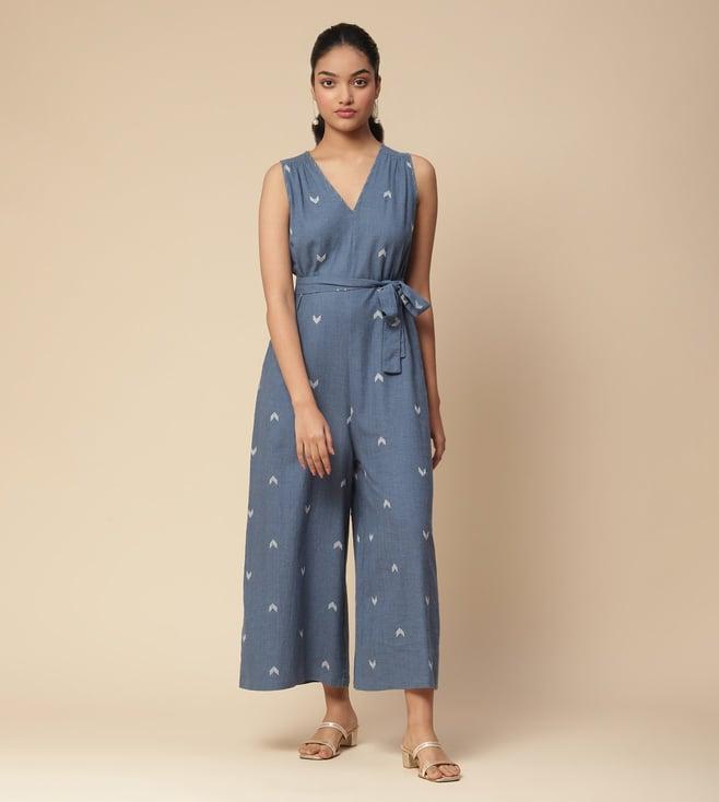 aarke ritu kumar blue ramani yarn-dyed yarn dyed jumpsuit