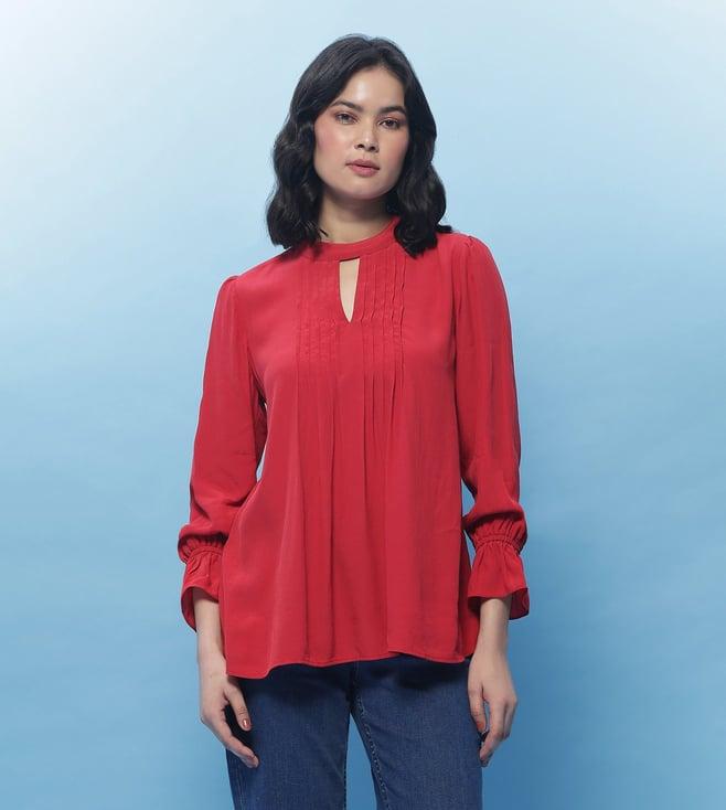 label ritu kumar deep red roisil solid top