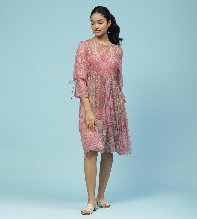 aarke ritu kumar pink ersheen paisley print short dress with camisole