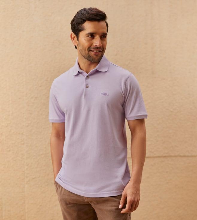 andamen lavender signature fundamental men's half sleeve gold finish polo t-shirt