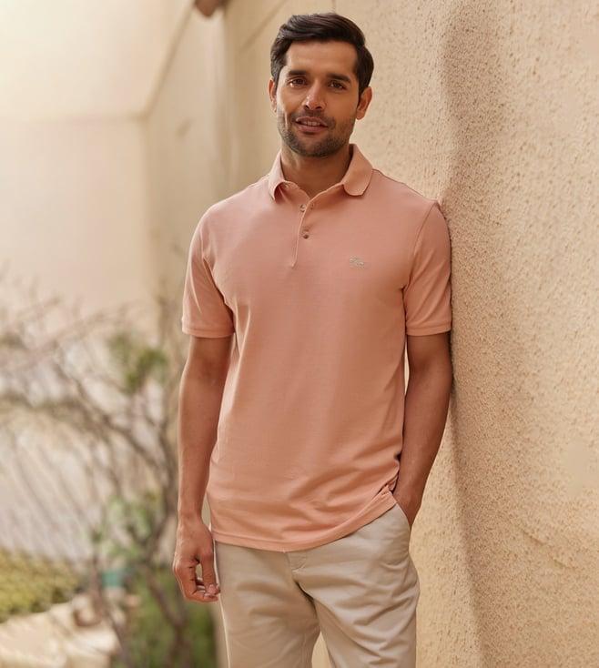 andamen pink signature fundamental men's half sleeve gold finish polo t-shirt