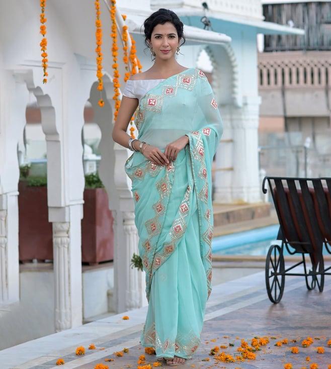 rangpur light blue saree set with blouse