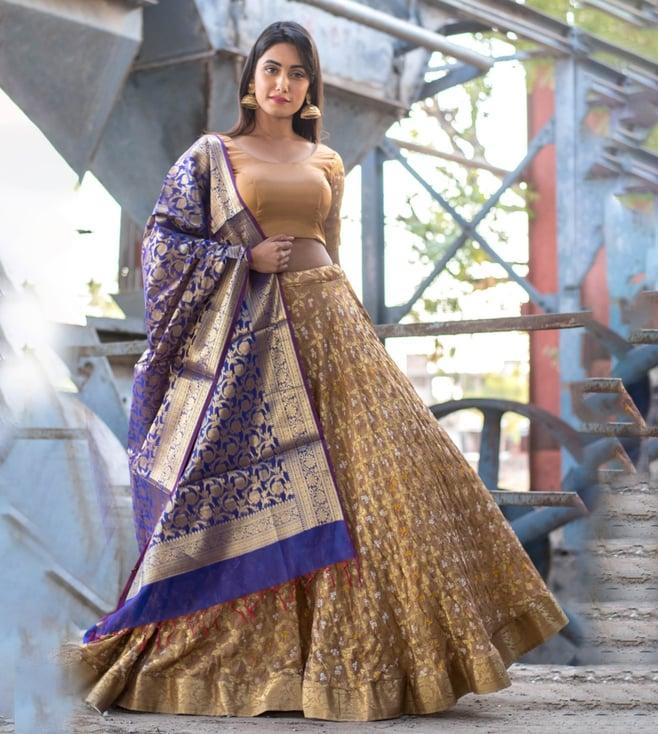 rangpur golden beige lehenga with blouse and dupatta