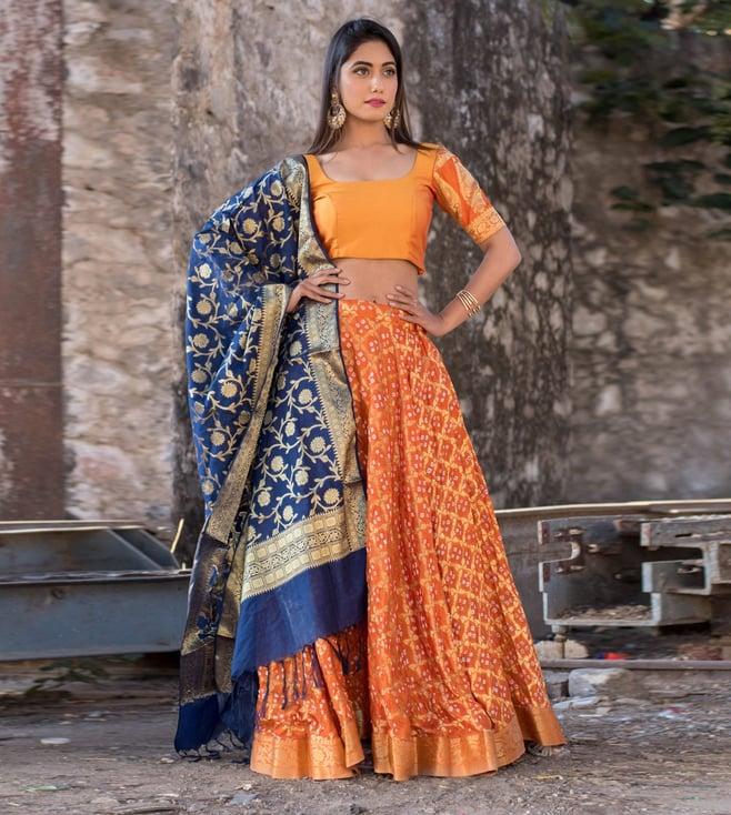 rangpur orange lehenga with blouse and dupatta