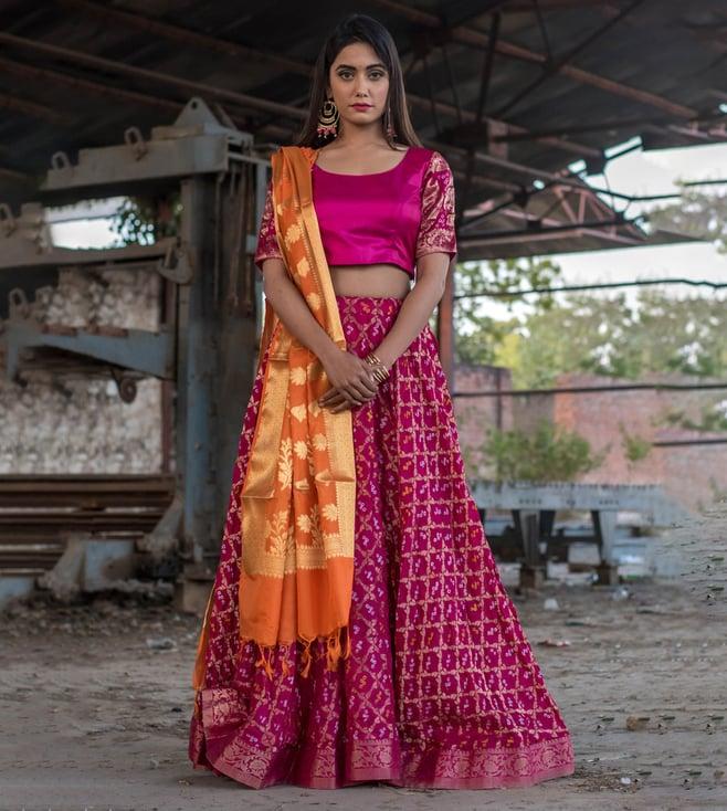 rangpur magenta lehenga with blouse and dupatta