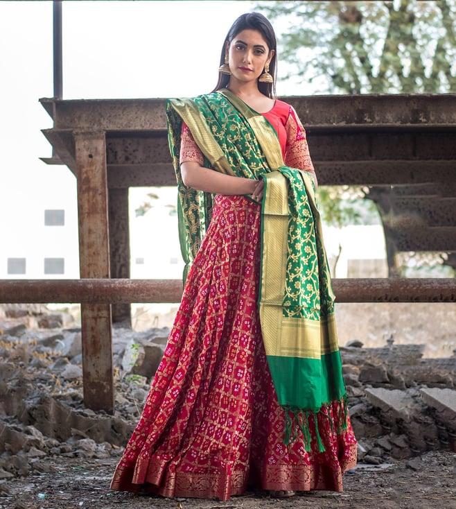 rangpur red lehenga with blouse and dupatta