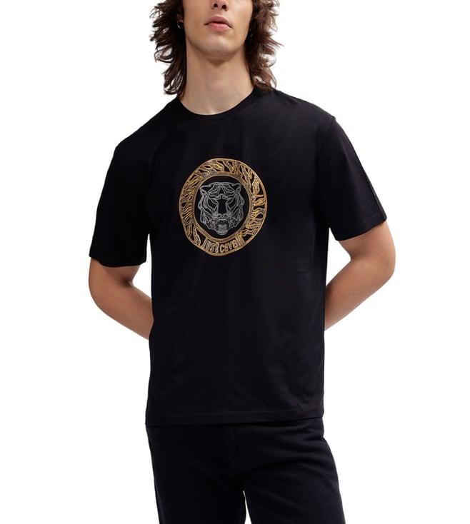 just cavalli black fashion logo regular fit t-shirt