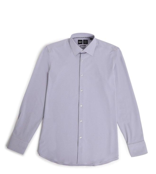 boss medium purple self regular fit shirt