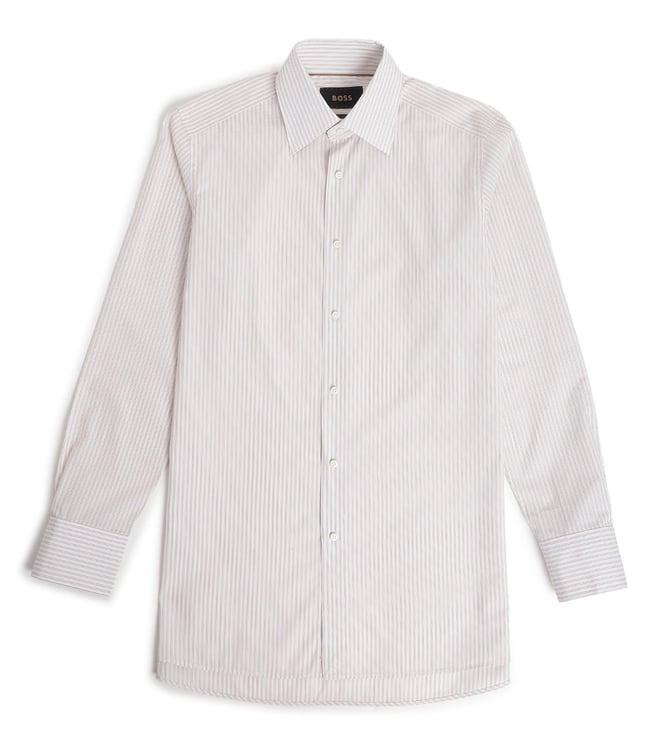 boss medium beige stripes regular fit shirt