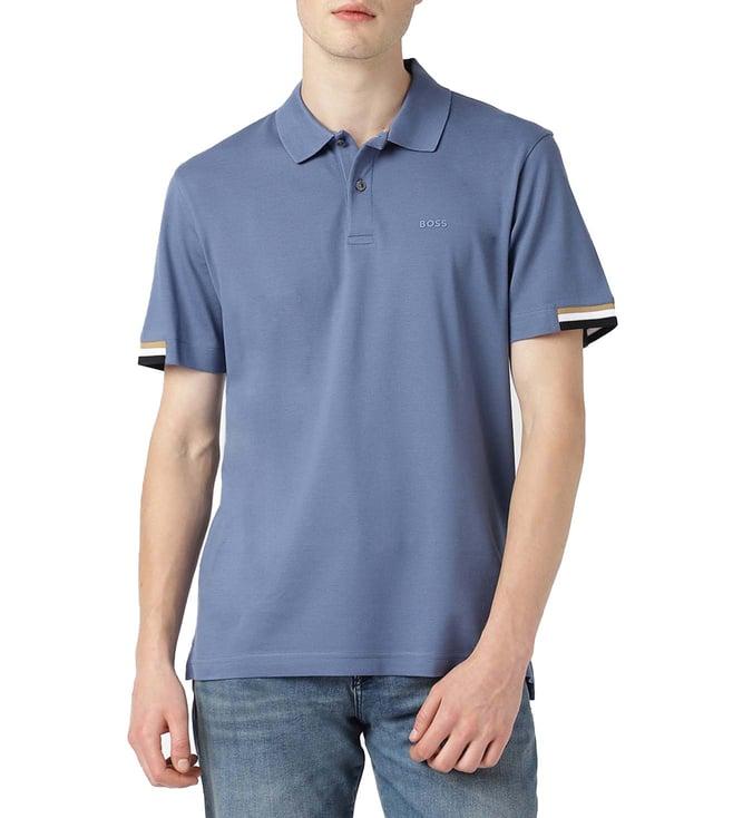 boss open blue regular fit polo t-shirt