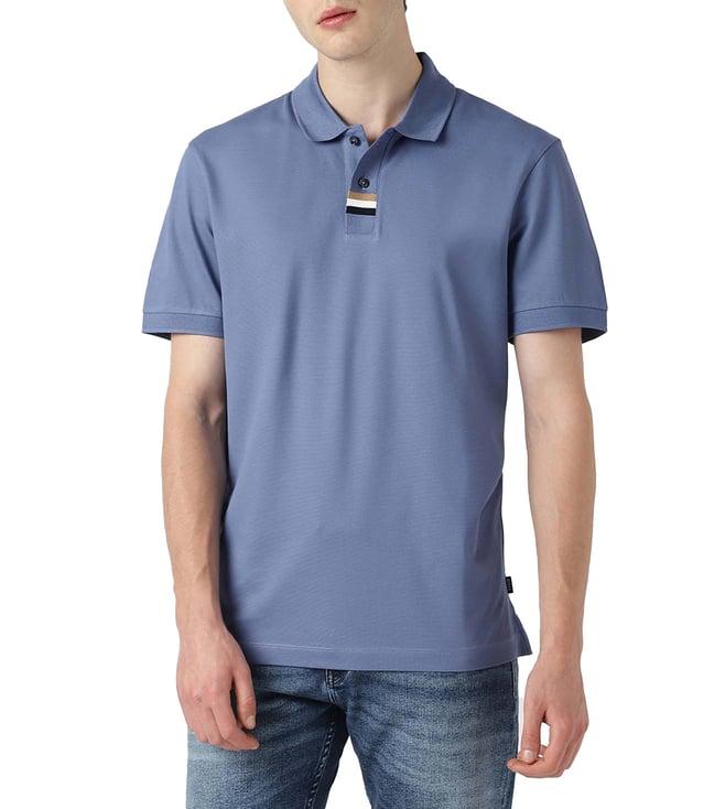 boss open blue regular fit polo t-shirt