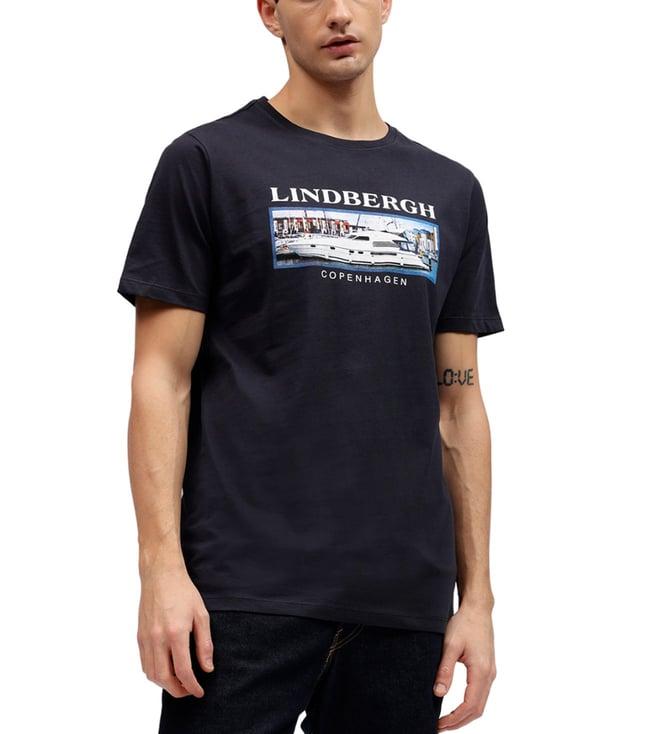 lindbergh blue fashion logo regular fit t-shirt