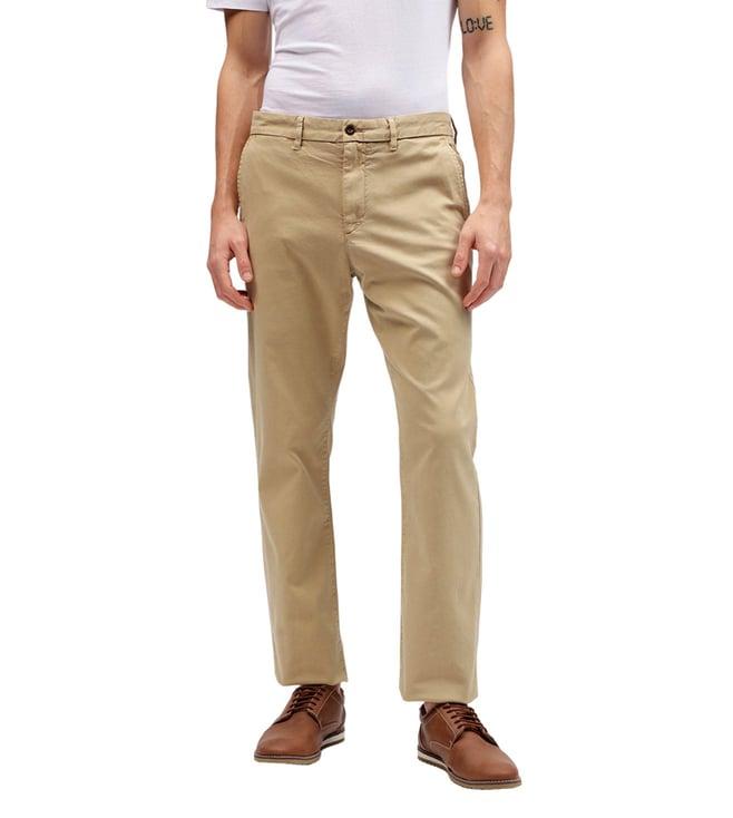 gant brown slim fit flat front trousers