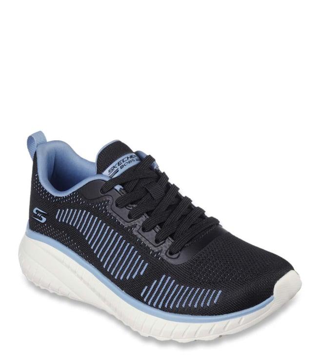 skechers women's bobs squad chaos black blue sneakers