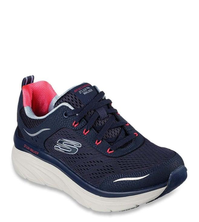 skechers women's d'lux walker-infinite motion navy coral sneakers