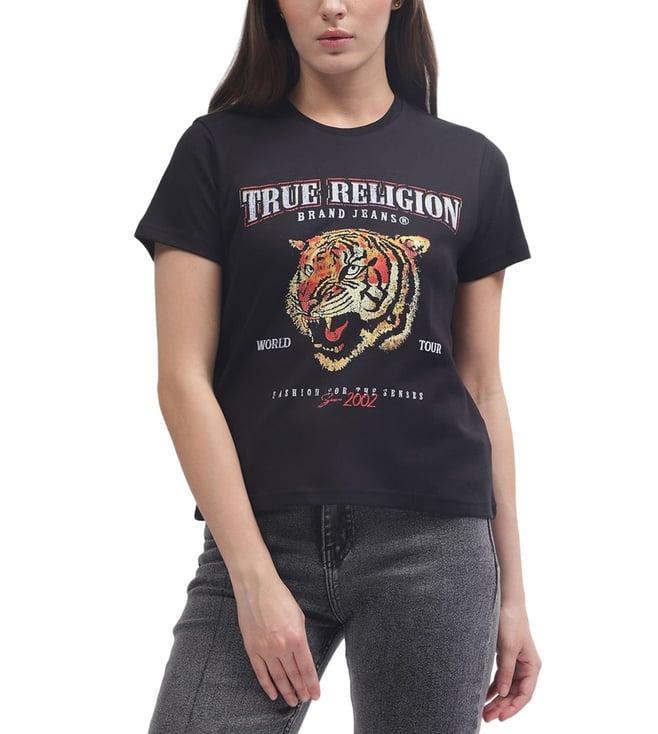 true religion black fashion logo regular fit t-shirt