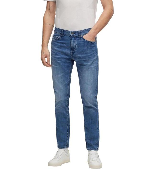 boss tapered turquoise aqua lightly washed mid rise jeans